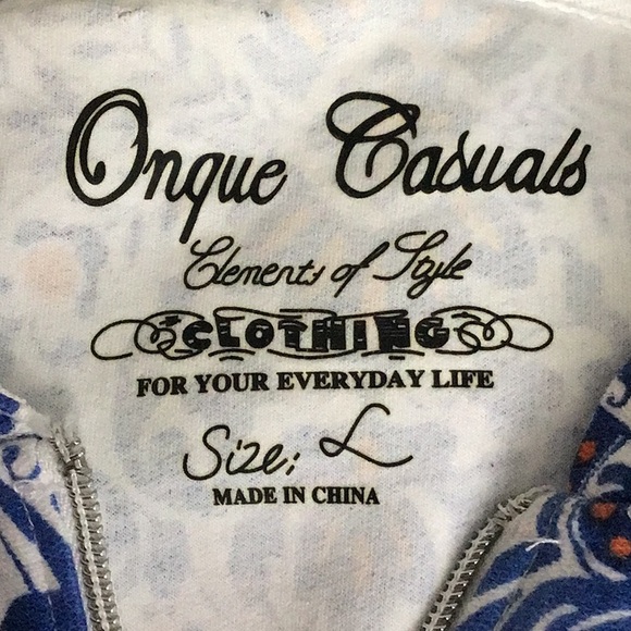 Boho Sundance hoodie 3/4 sleeve zip up Blue - Picture 7 of 8